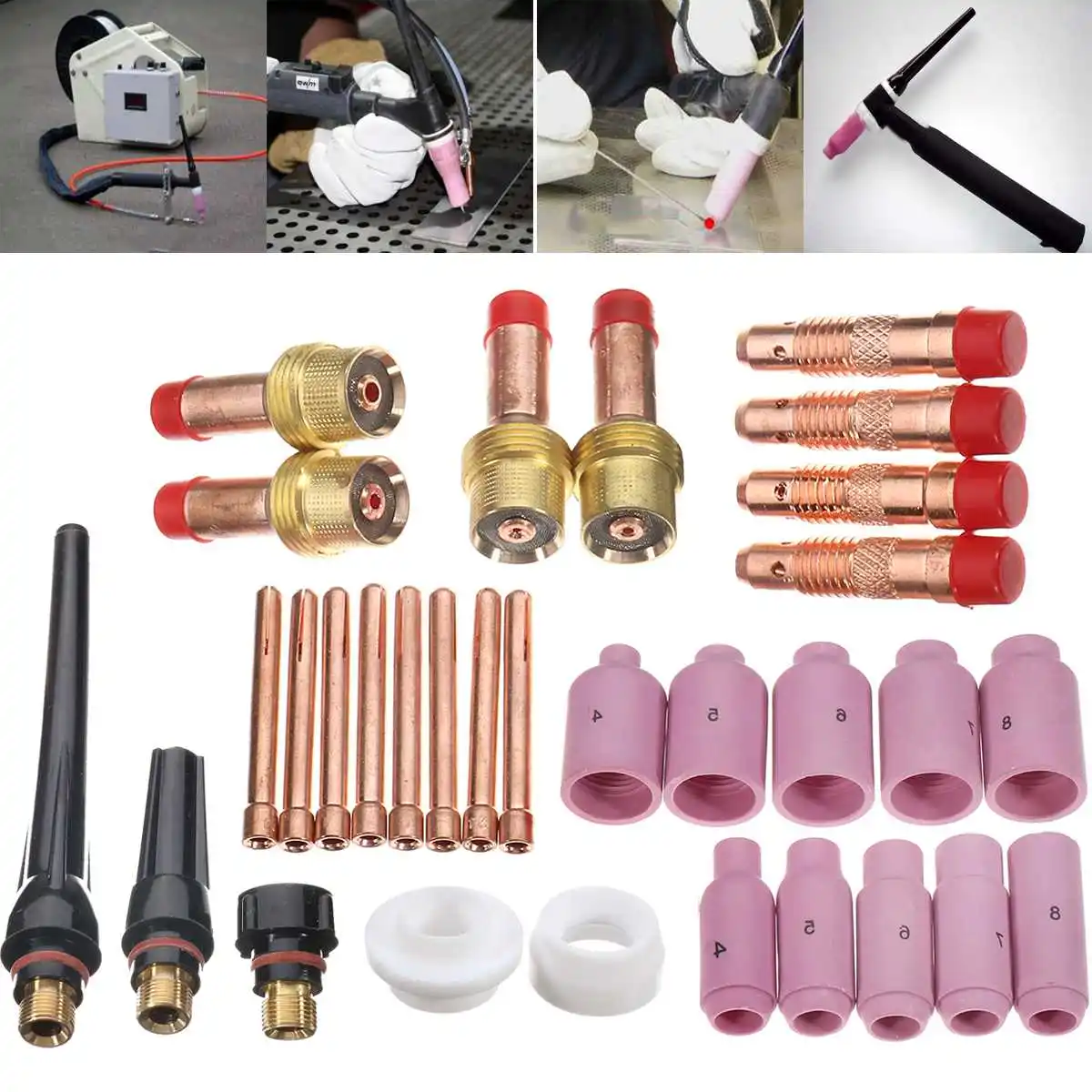 

31Pcs for Torch 17/18/26 T27 TIG Welding Accessories Stubby Collet Setup Kit Welding Torch Durable Practical Welding Accessorie