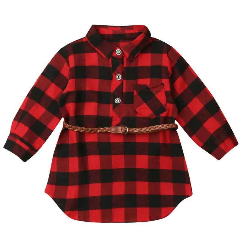 Newborn Toddler Baby Girls Dress Princess Dress Red Plaid Shirt Dress with Belt Outfits Baby Girls Dress Newborn Toddler Baby Girls Dress Princess Dress Red Plaid Shirt Dress with Belt Outfits Baby Girls Dress