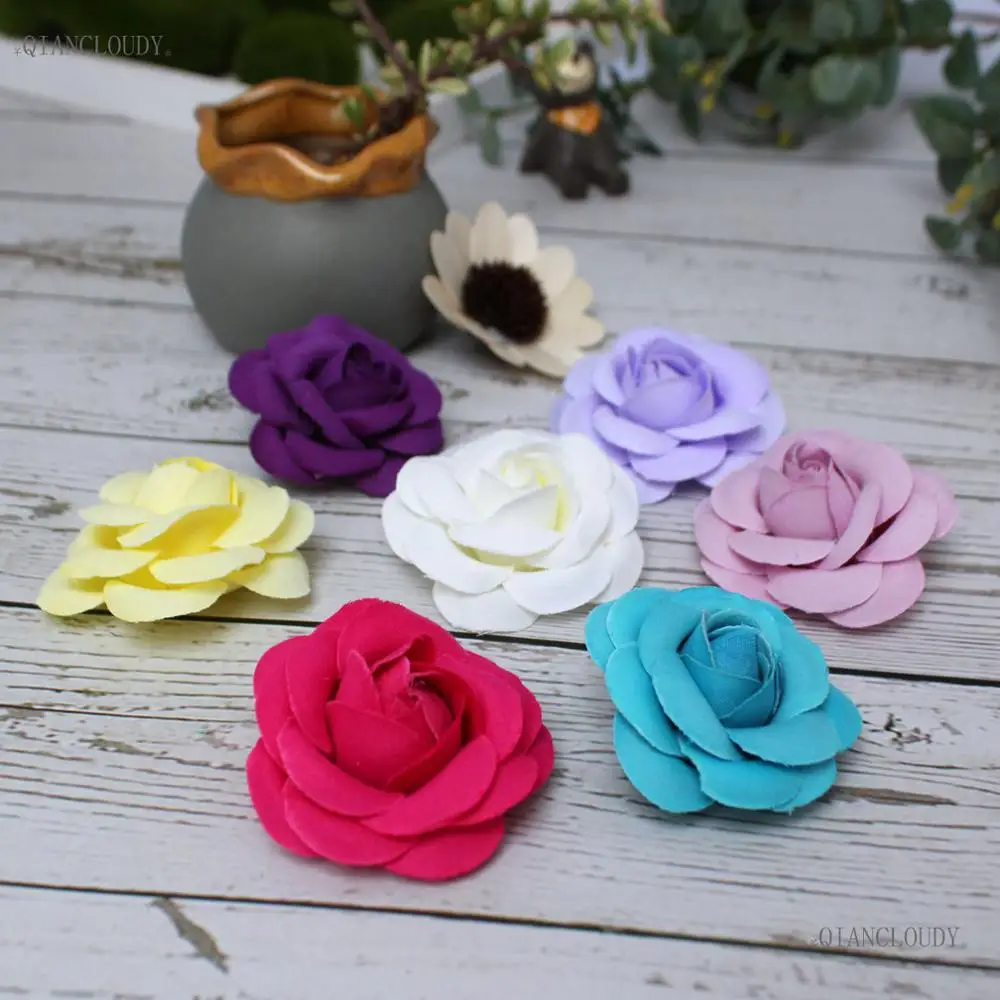 

20 pieces Artificial Camellia Rose Silk Flower Heads DIY Wedding DIY Bridal hair clip dress shoe Garland craft flowers D46