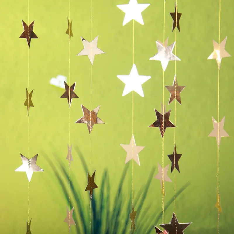 Рождественские плакаты с деревом, звезда, Золотая, серебряная Бумажная гирлянда, банты для дома, свадьбы, вечеринки, баннер, Висячие свадебные аксессуары
