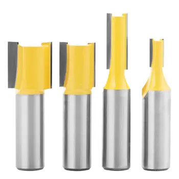 

4PCS Cemented Carbide Woodworking Milling 1/2" Shank Straight Slotting Router Bit Cutter Milling Tool Accessories Parts Set