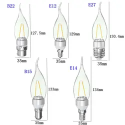 Светодиодный свечки старинные лампы E27 E14 E12 B22 B15 110 V Светодиодный Глобус декоративные 2 W накаливания Edison Светодиодный лампочки