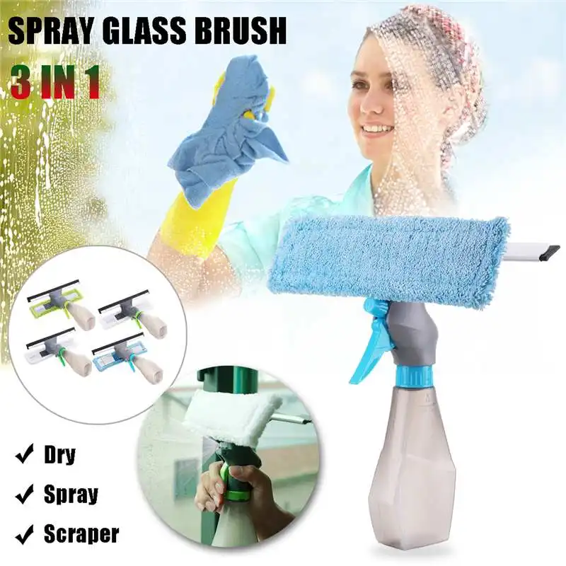 

Plastic Rotation 3 In 1 Spray Glass Brush Cleaner Window Cleaning Brush Household Spray Dry Scraper Tools Window Mop
