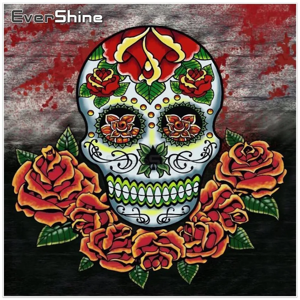 EverShine Diamond Mosaic Skull Full Square Rhinestones Embroidery Sale People Painting With Diamonds Home Decoration | Дом и сад