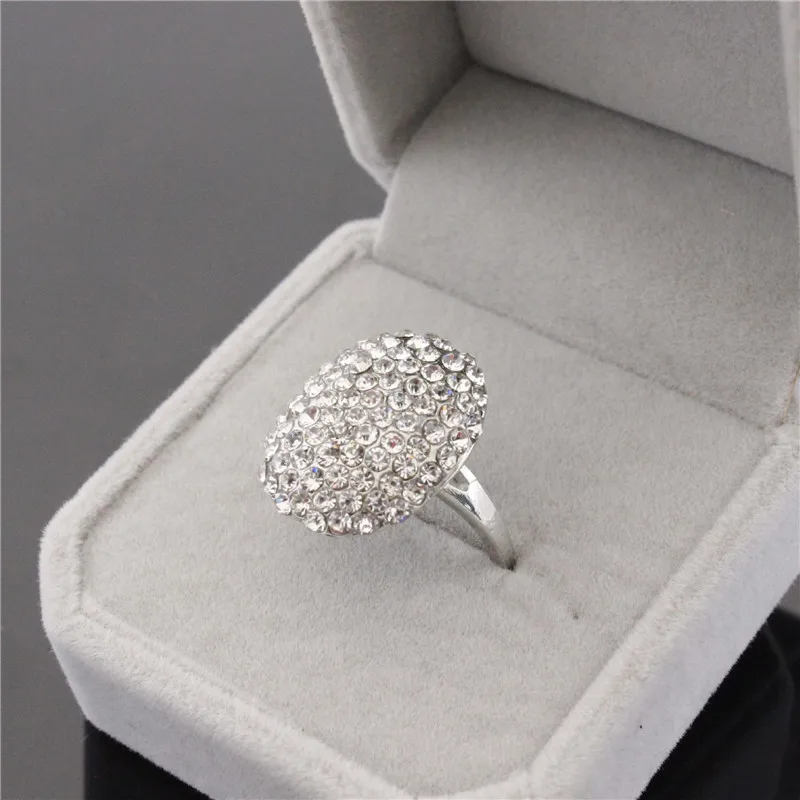 

Fashion Crystal Rings For Women Jewelry Full Rhinestone Engagement Ring Silver Rings For Female Wedding Finger Ring For Womens