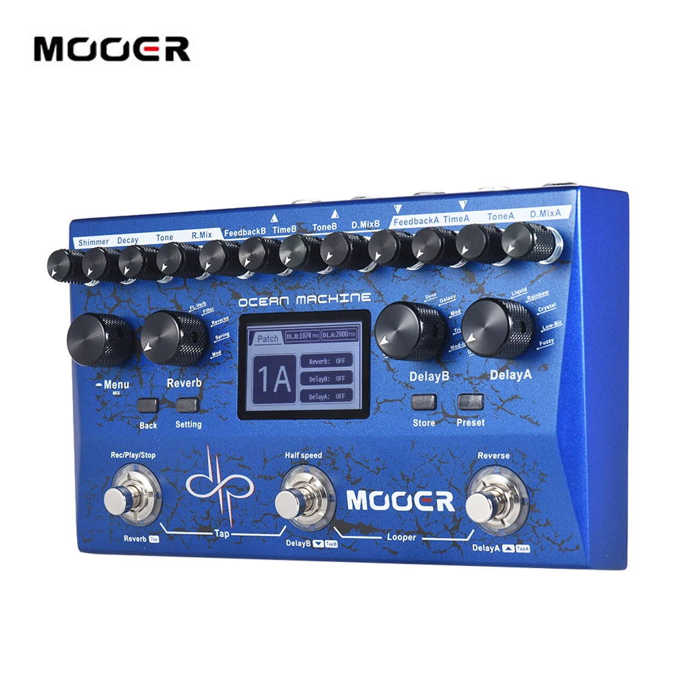 

MOOER OCEAN MACHINE Guitar Effect Pedal Premium Dual Delay Reverb Looper Multi-effects Guitar Pedal 44s Recording Time Tap Tempo