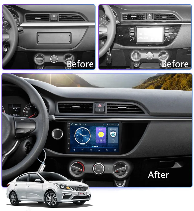 Perfect 10.1inch Car Dvd player and Android 8.1 car cps navigator with BT carplay for KIA Rio3 K2 2017 GPS Audio Radio Video Bluetooth 1