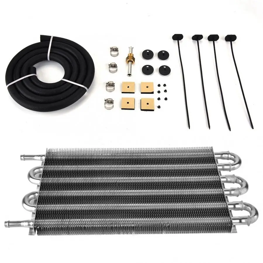 Car 6 Row Remote Transmission Oil Cooler Kit Automanual Radiator
