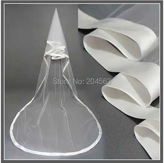 One-Layer Ribbon Edge Veil Long Wedding Veil Tulle Bridal Veil for Bride