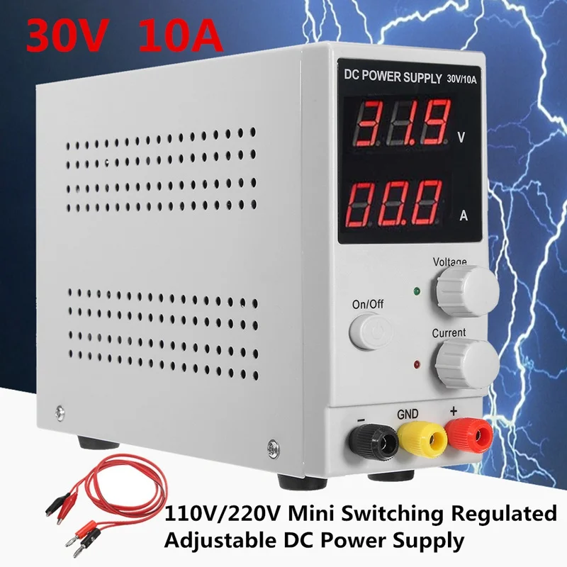 

110V/220V Voltage Regulators Mini Switching Regulated Adjustable DC Power Supply 0~30V 0~10A With Output and PowerCable