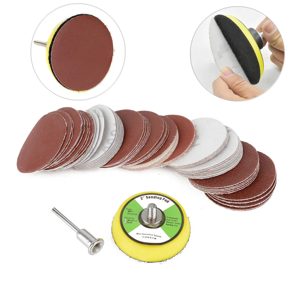60pc/set 1/4'' Sander Disc Sanding Disk Sand Paper with 50mm Abrasives Hook & Loop Backer Plate for Polishing Cleaning Tools 60pc/set 1/4'' Sander Disc Sanding Disk Sand Paper with 50mm Abrasives Hook & Loop Backer Plate for Polishing Cleaning Tools