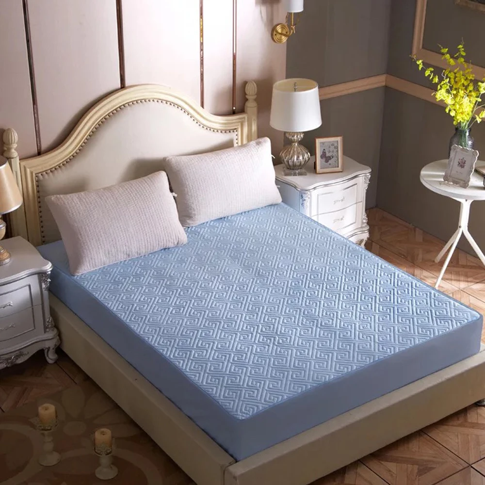 

Turetrip Quilted Bed Pad Cover Blue Pink Mattress Topper 1PC Fitted Sheet Bed Protector Soft Breathable Mattress Cover