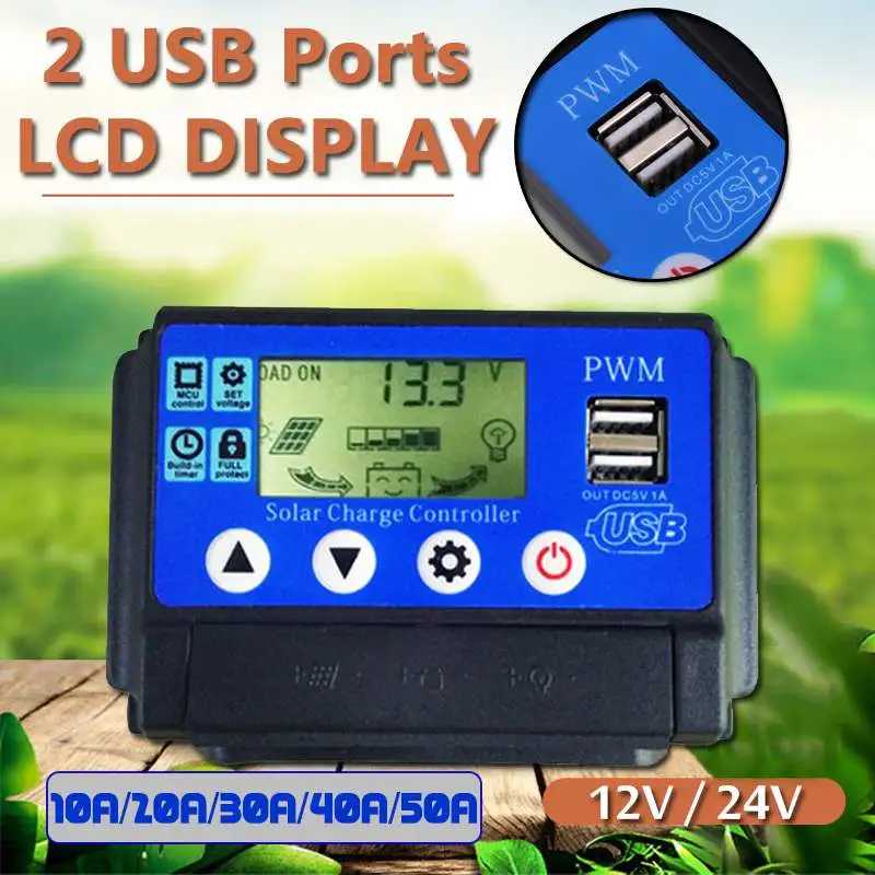 

10A/20A/30A/40A/50A Solar Charge Controller Regulator 12V/24 Automatic Identification PWN Solar Panel Battery