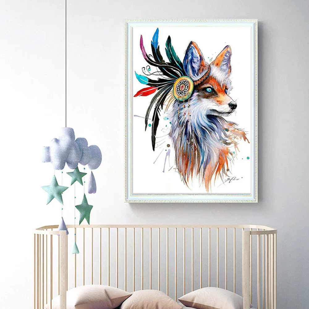 

DIY Diamond Painting Cross Stitch Animal Dog Feathers Embroidery Round Full Diamond Handwork Decoration Gifts 30*40cm