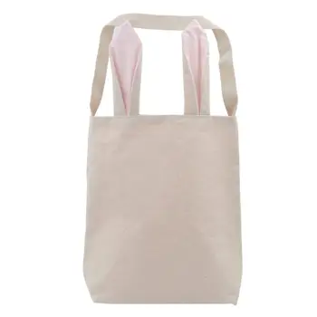 

JHD-Easter Pink Bunny Ears Canvas Carry Bag Party Rabbit Fun Accessory