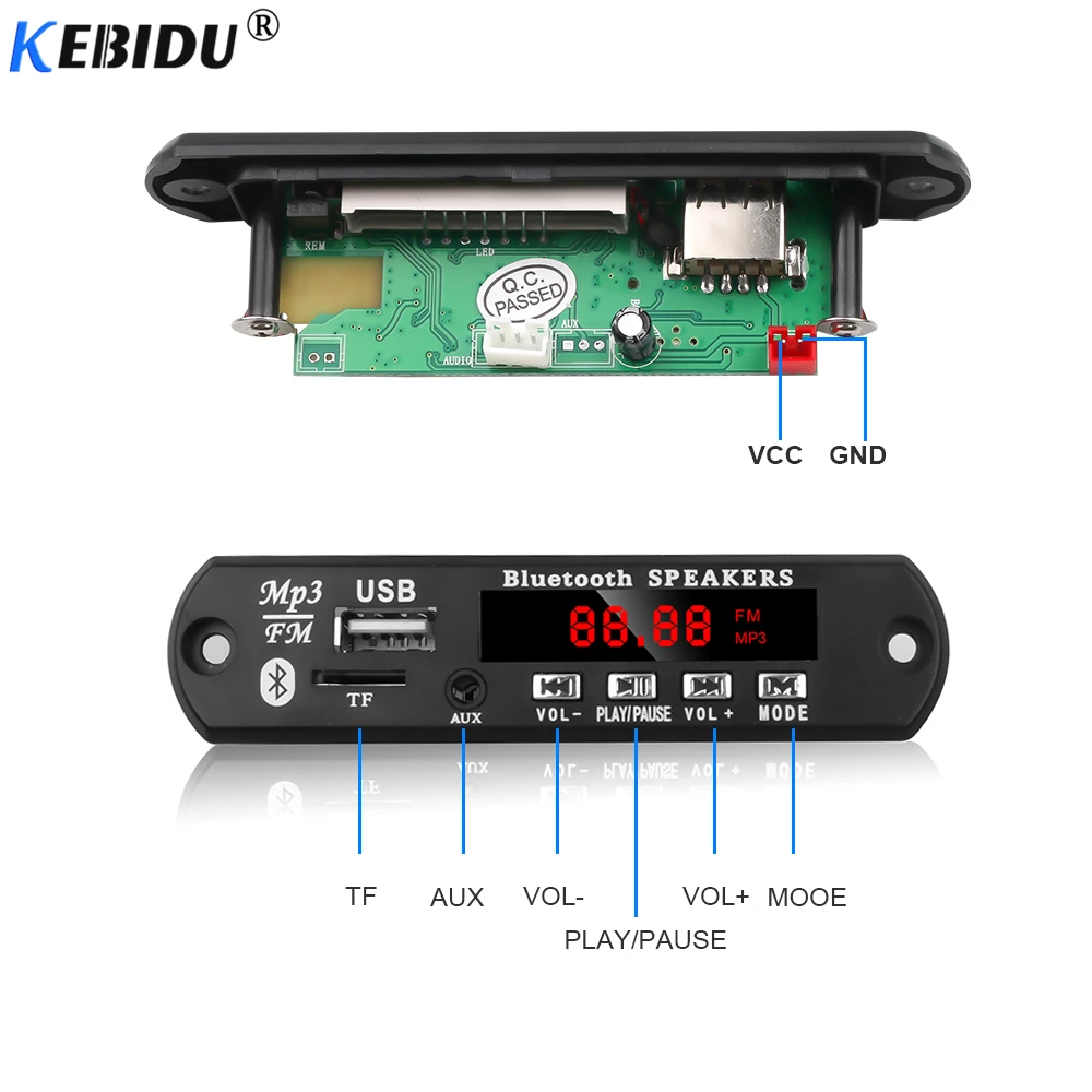 Автомобильный аудио USB TF FM Радио MP3 модуль KEBIDU беспроводной Bluetooth 12 в WMA декодер