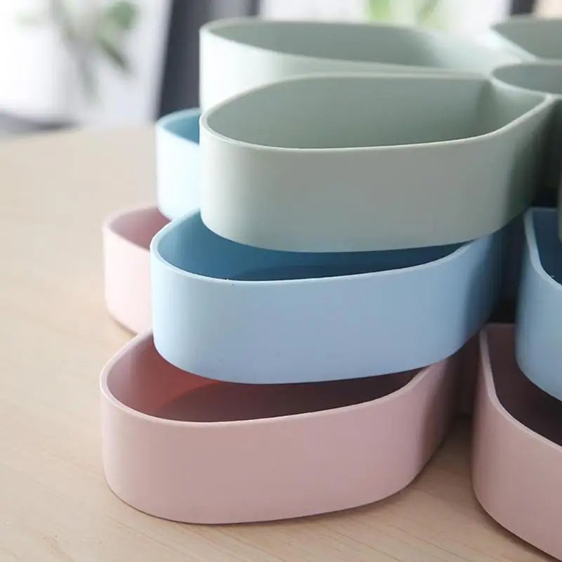 

5 Grids Flower Petal Shape Fruit Plate Candy Storage Box Wedding Decoration Snacks Nuts Snack Tray Rotatable Home Decor