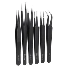 1pc Stainless Steel Anti-static Curved Straight Tip Forceps Precision Soldering Tweezer Electronic ESD Tweezers Tool Durable