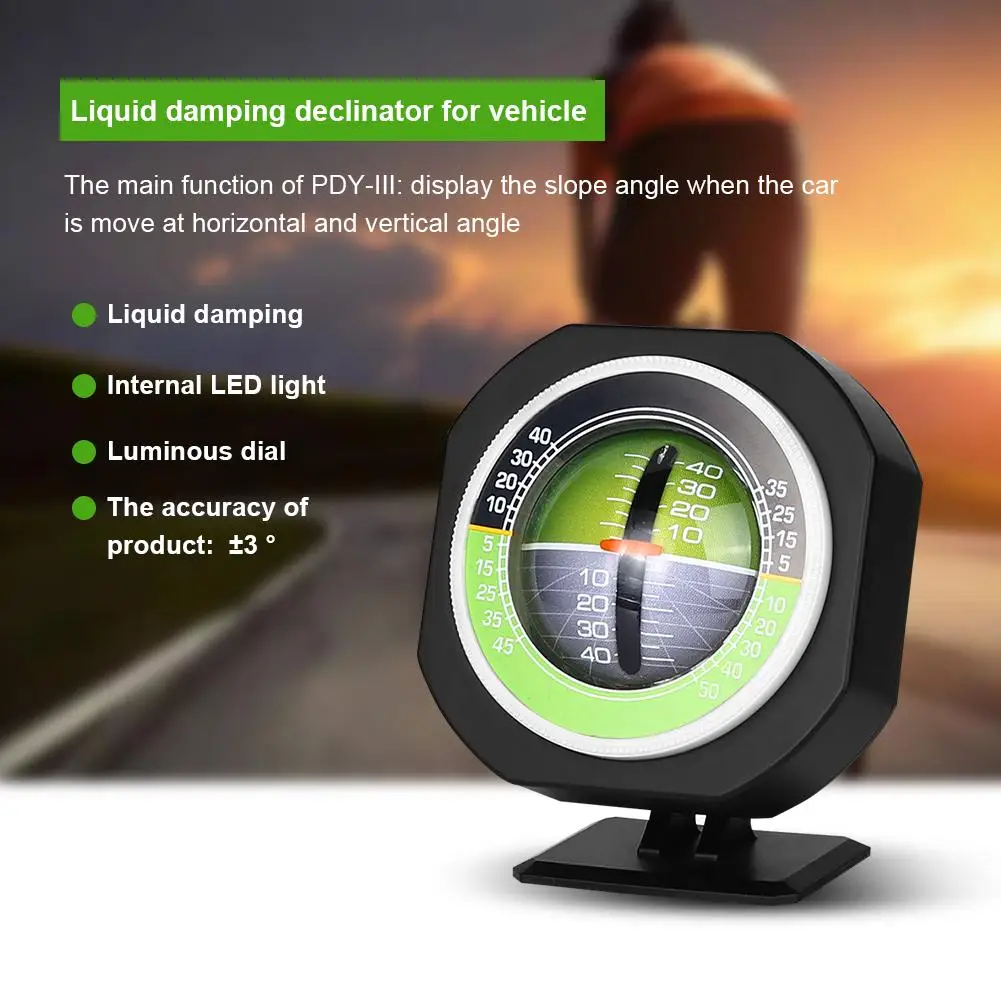 

Outdoor Luminous LED Car Inclinometer Angle Slope Meter Balancer Measure Equipment Auto Slope Level Car Vehicle Declinometer