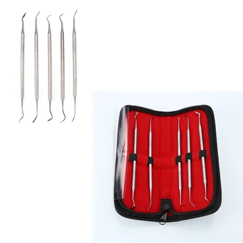 

5pcs/set Dental Tooth Pick Kit Stainless Steel Dental Composite Fix Kit for Making Molds Teeth Whitening Dental Tool with PU Bag