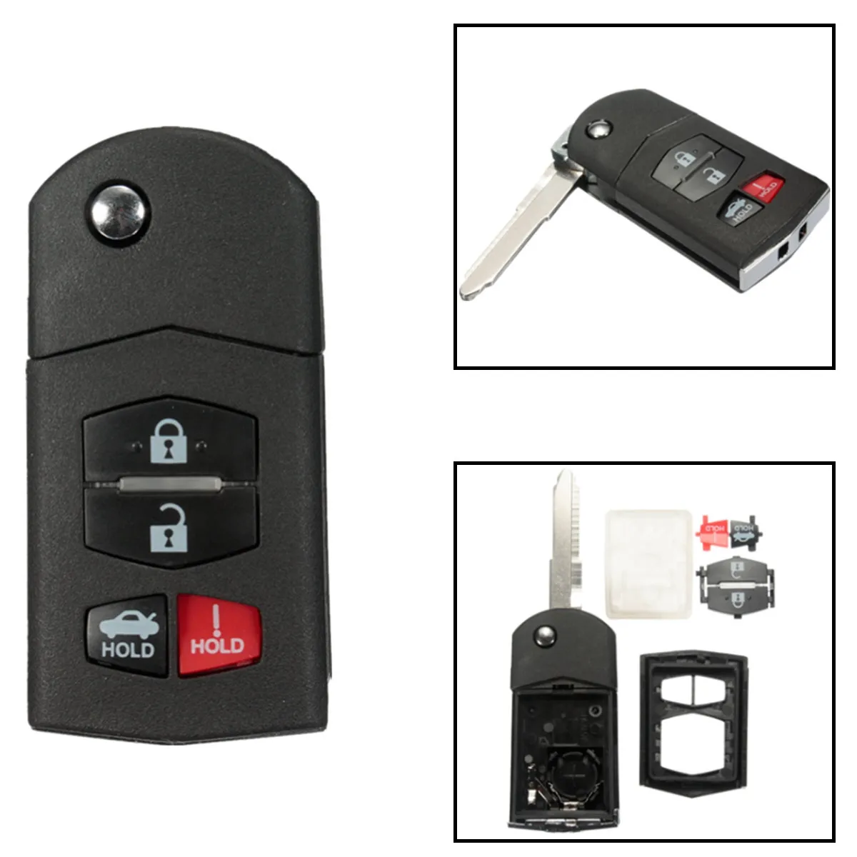 

4 Button Car Remote Key Fob Case Shell Blade For Mazda 3 5 6 RX8 CX7 CX9 Replacement