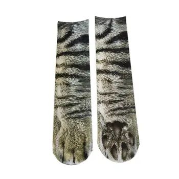 

2018 Novelty 3D Stamping Animal Foot Paw Feet Crew Socks Adult Digital Simulation Socks Unisex Tiger Dog Cat Sock