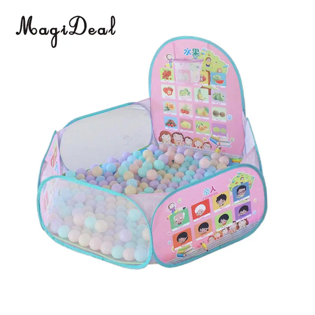 

120CM/ 47inch Large PopUp Ball Pit Toddler Ball Pool Play Tent Playhouse Playpen with Basketball Hoop Educational Cognition Toy