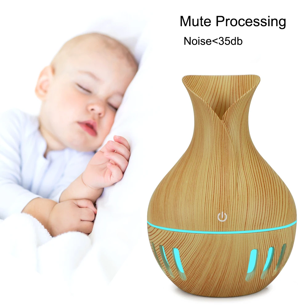 

7 Color Night Light Humidifier Aroma Oil Diffuser Wood Grain ultrasonic Wood Air Humidifier USB Cool Mini Mist Maker LED Lights