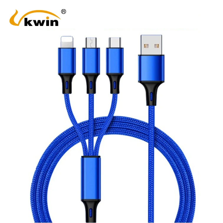 

VKWIN Mobile Power Cable 3 In 1 Type-c Micro Multi Charger Cable for iPhone Xiaomi Samsung Mobile Phone USB-C Charging Cabel