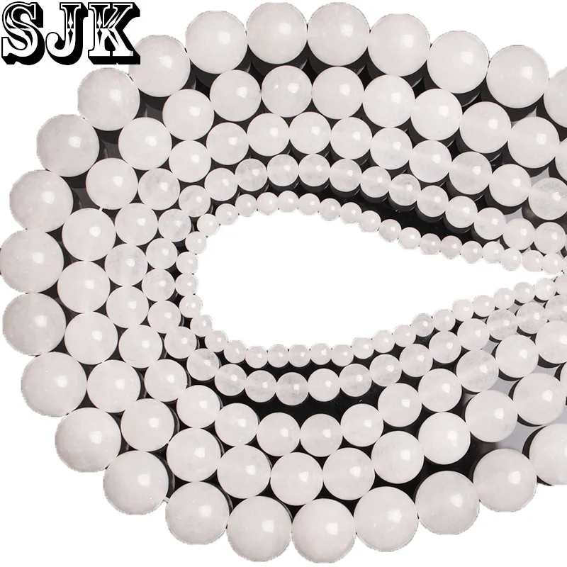 

Natural Stone White Jades Beads Round Loose Chalcedony Beads 4 6 8 10 12MM For Bracelet Earrings Jewelry Making Accessories