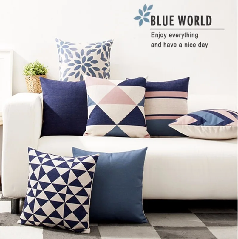 

2019 New Cushion Cover Geometric Printed Cotton Linen Spring Pillow Covers Decorative Pillowcase For Sofa Car Home Jojo Siwa