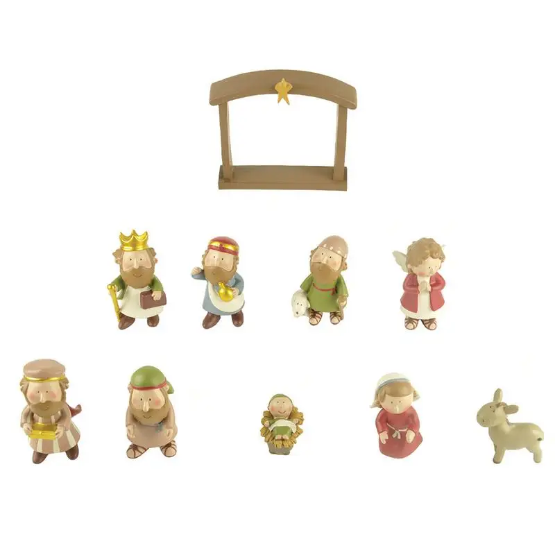 

AUGKUN 10PCS/set Resin Doll Ornaments Hand-painted Crafts Home Decoration
