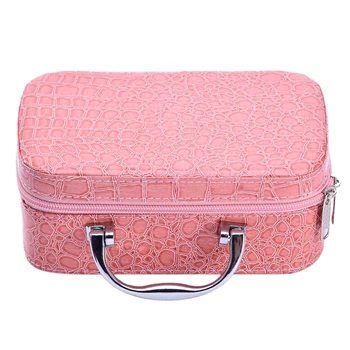 

Pu Leather Portable Organizer Portable Cosmetic Case Crocodile Bag Makeup Brush Storage