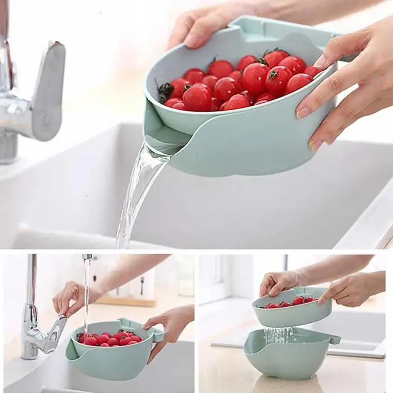 

Creative Double-layer Fruit Storage Baskets Separable Lazy Candy Box Kitchen Drain Vegetable Basket Fruit Plate Desktop plate