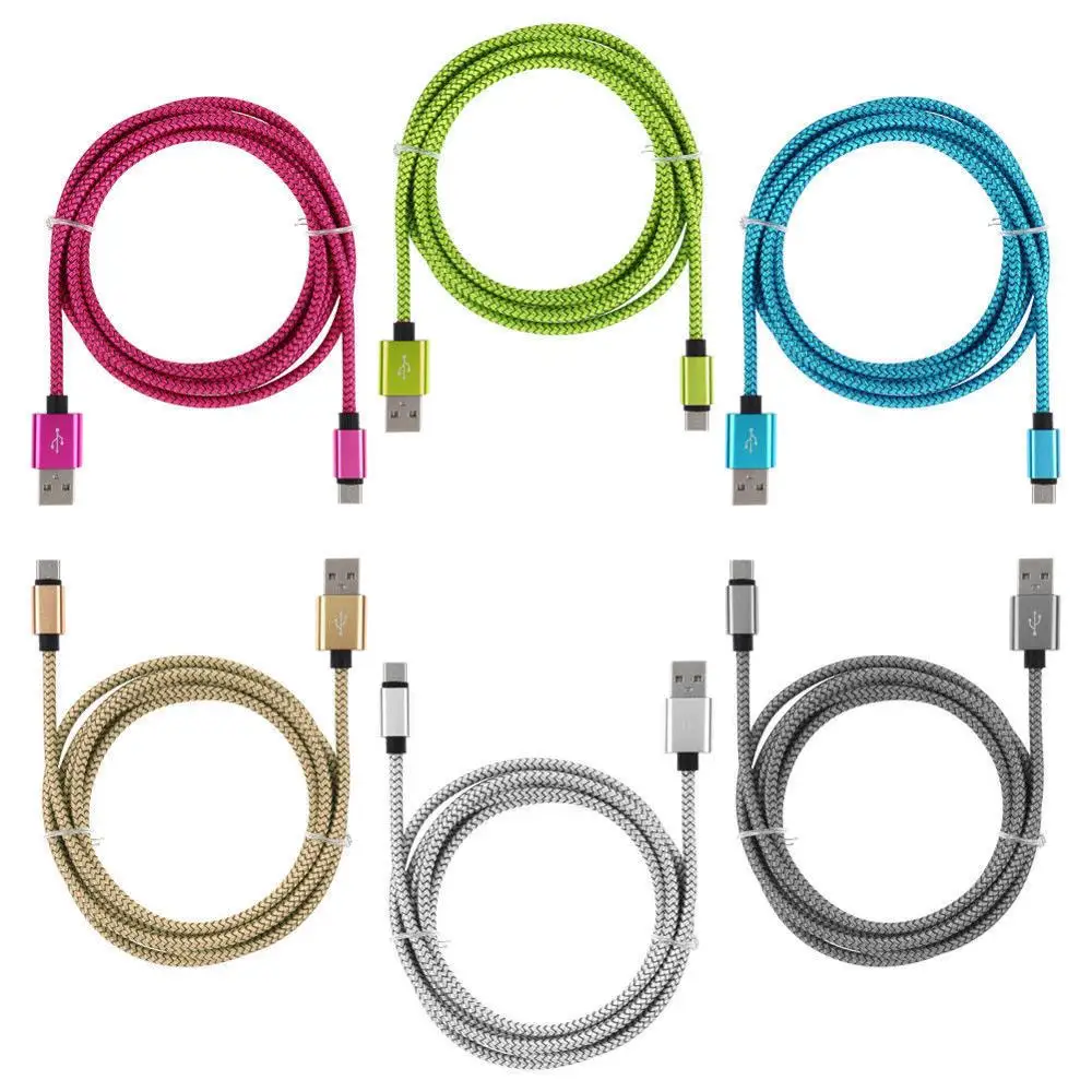 100 шт. USB3.1 Type c кабель зарядного устройства 1 м USB C нейлоновая оплетка зарядный