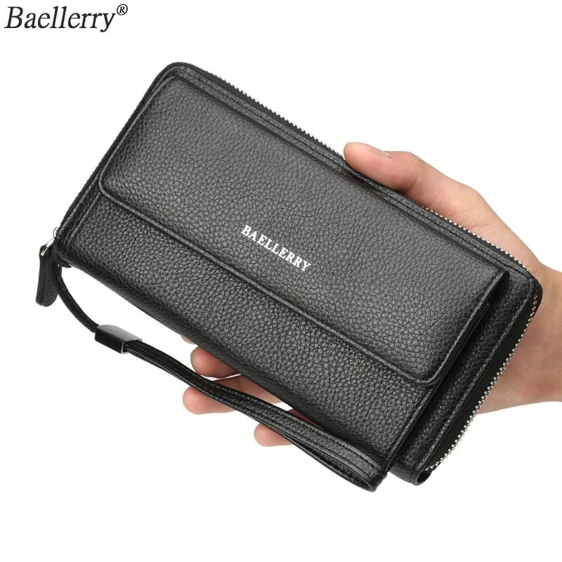 

Baellerry PU Men Wallet Leather Card Holder High Quality Money Purse Long Phone Bag Brand Zipper Purses For Man Wallet Luxury