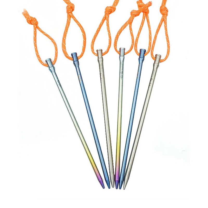 

6Pcs Tito Titanium Alloy Tent Peg Titanium Spike Outdoor Camping Accessory Tent Stake Diameter 5.0Mm Tent Accessory Nail
