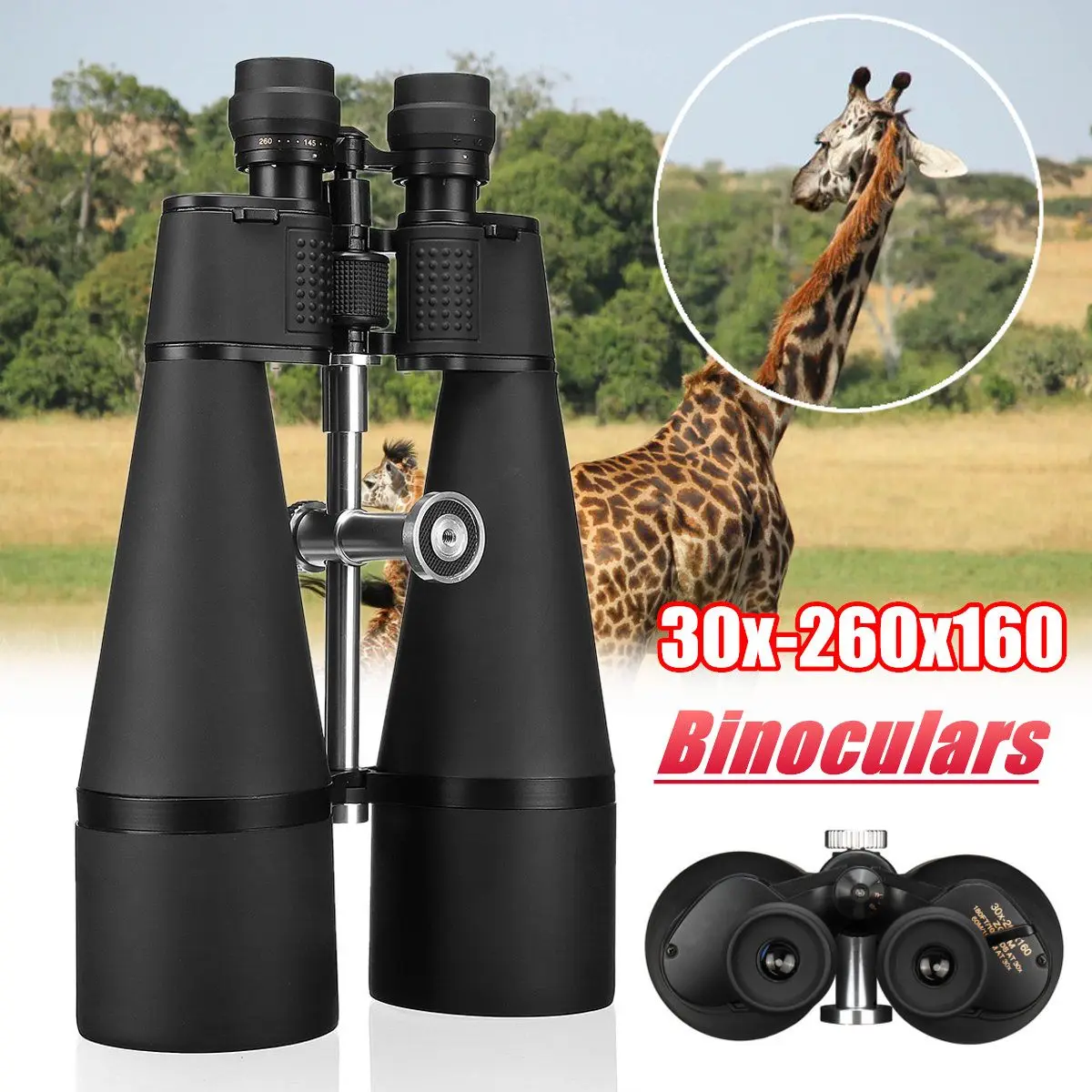 

30x-260x160 High Magnification Long Range Zoom Optical Green Lens Binoculars With Lens Cloth Objective Diameter 160mm