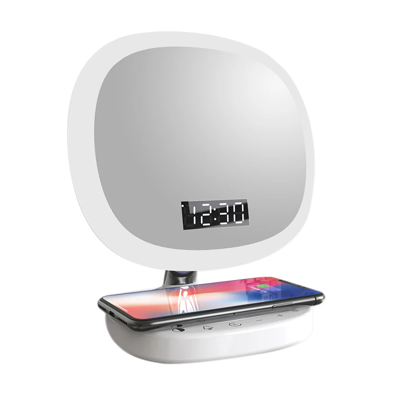 

Multifunction Make Up Lamp LED Pad Charging 5500-6500K Wireless Cell Phone Charger Holder alarm thermometer Table desk Light