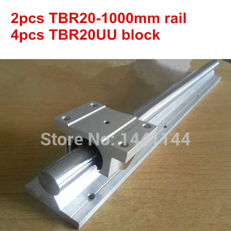 

TBR20 linear guide rail: 2pcs TBR20 - 1000mm linear rail + 4pcs TBR20UU Flange linear slide block