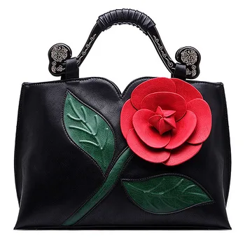 

Telastar Vintage Women Tote Bag Embossing Flower Leather Bag Retro National Ladies Handbag Large Capacity High Quality 2019 New