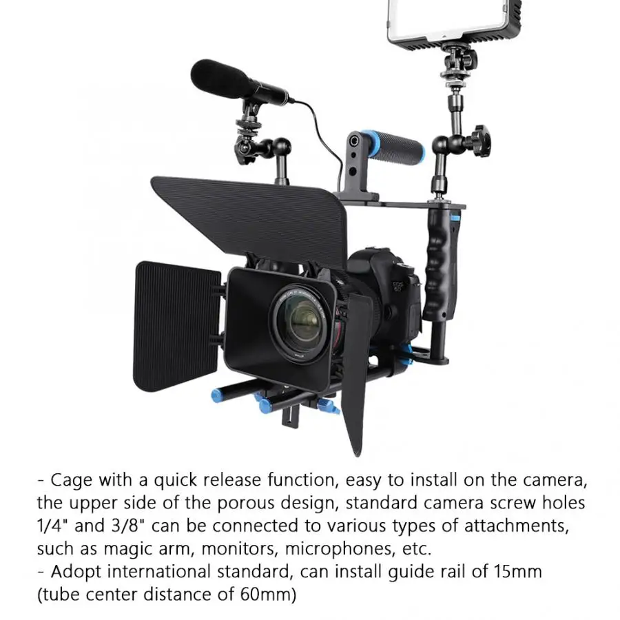 C200 Профессиональный DSLR Rig Видео камера стабилизатор поддержка клетка/Матовая
