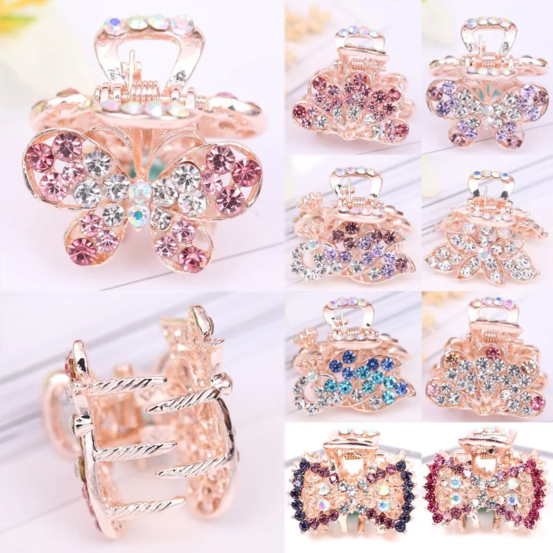 

LNRRABC 1PC Women Barrette Flying Butterfly Hair Claws Mini Hair Clips Accessories Peacock Bowknot Gift Crystal Hairpins Crown