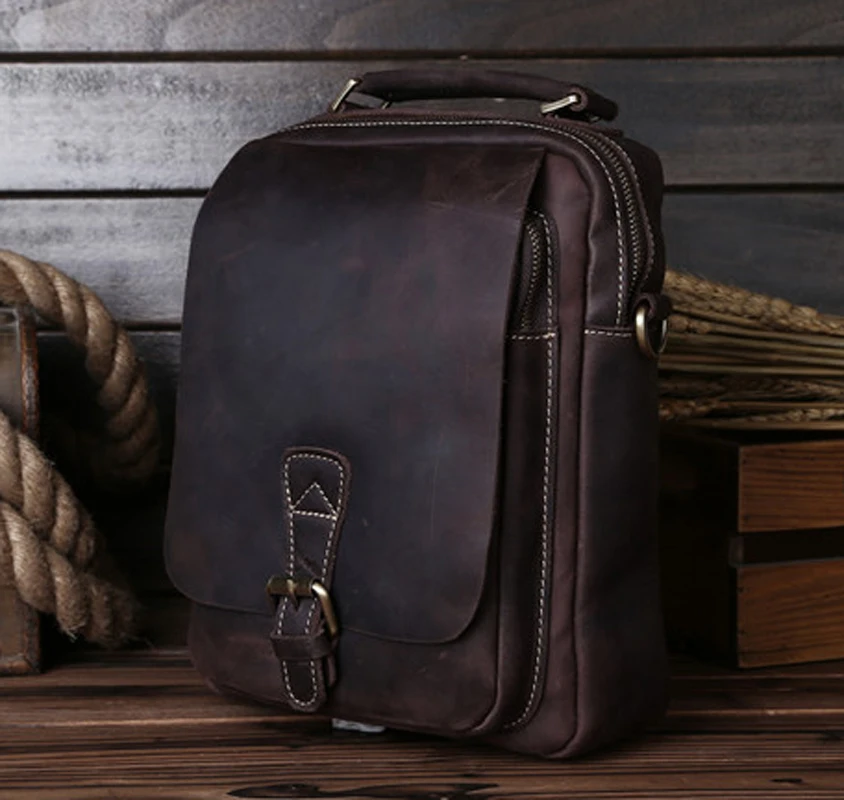 

Cowboy Vintage Crazy horse leather men shoulder bag genuine leather Messenger bag men crossbody bag sing leisure bag medium