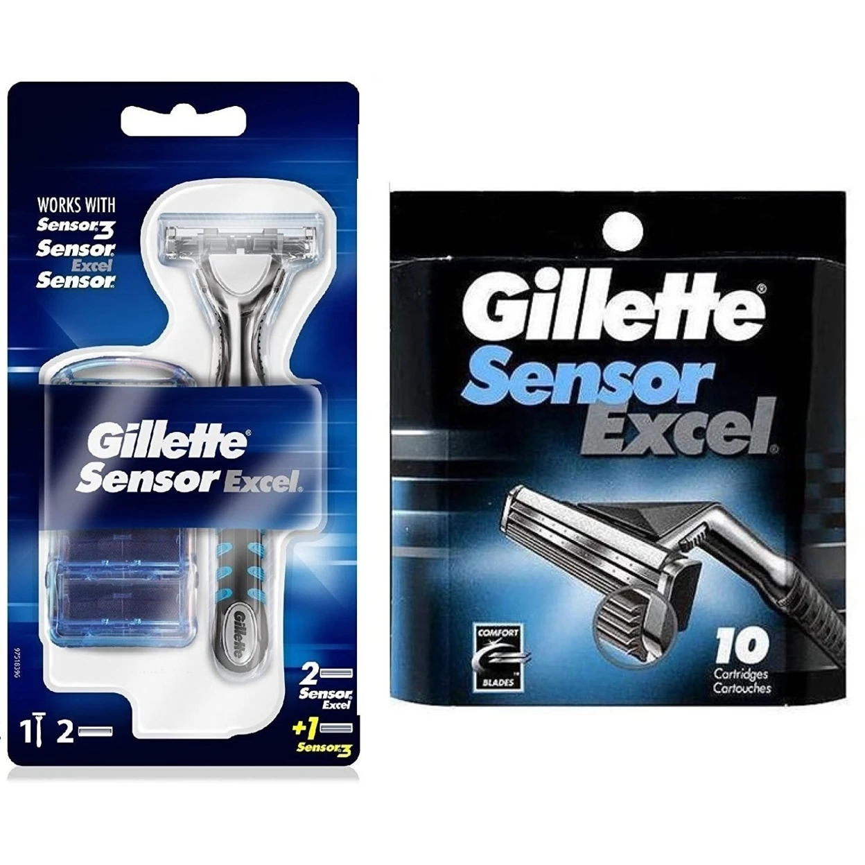 Gillette sensor Excel бритва с 3 картриджами + 10 Ct. Сменные Лезвия|Бритва| |