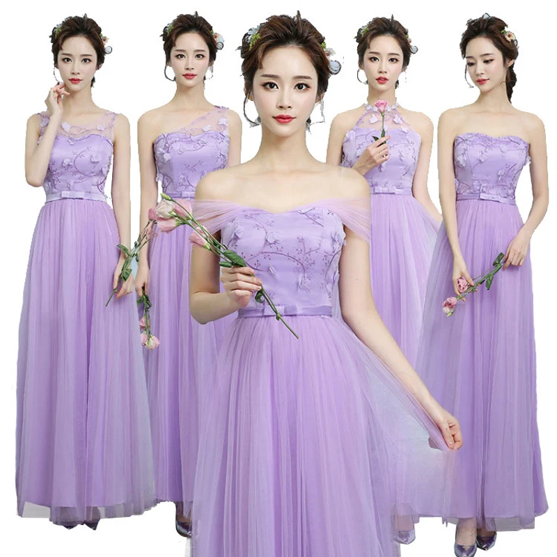 

Beauty Long lace Bridesmaid Dresses Formal Party Prom Net yarn long Dresses elegant generous Party Gowns