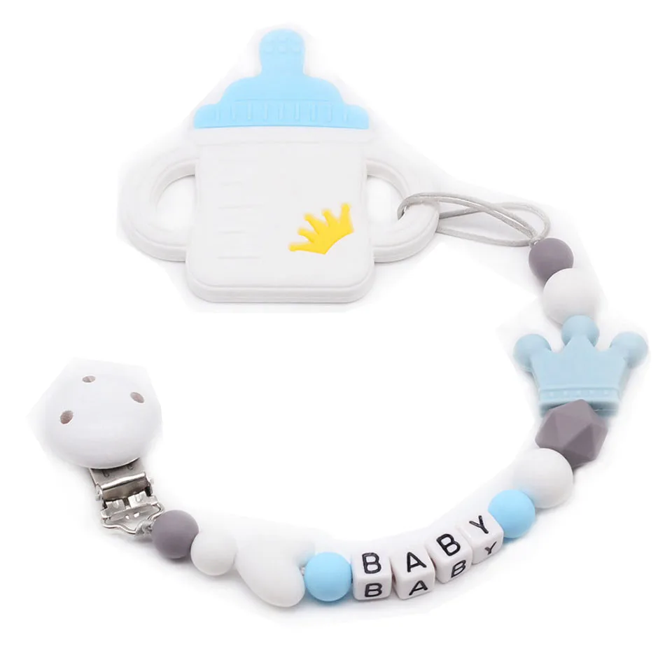 Индивидуальное имя ребенка соска силиконовые бусины Binky зажим цепочка