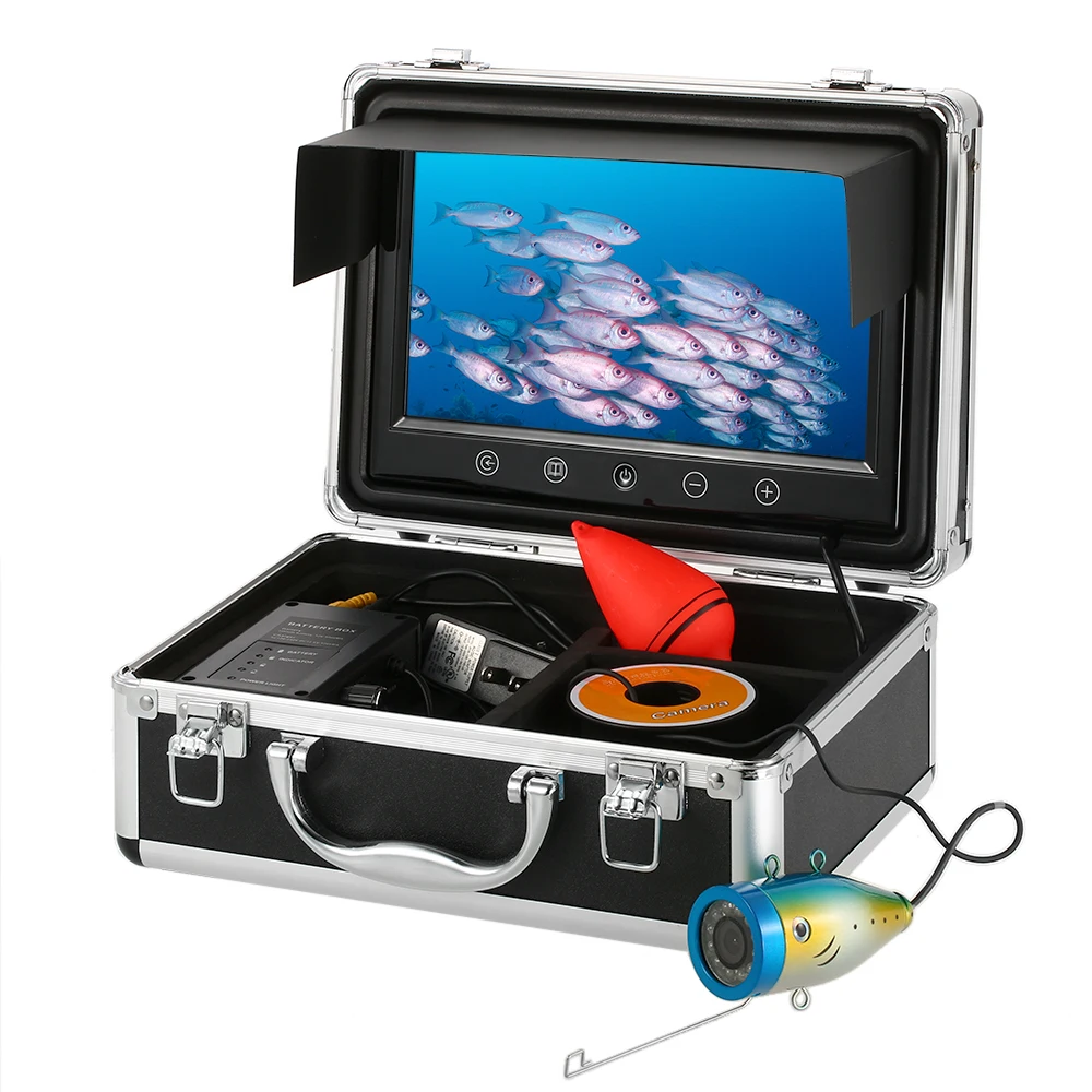 

1000TVL Waterproof Underwater Fishing Camera Touch Button 9" LCD Monitor 12PCS LED Lamp Fish Finder 30 m US/EU Plug