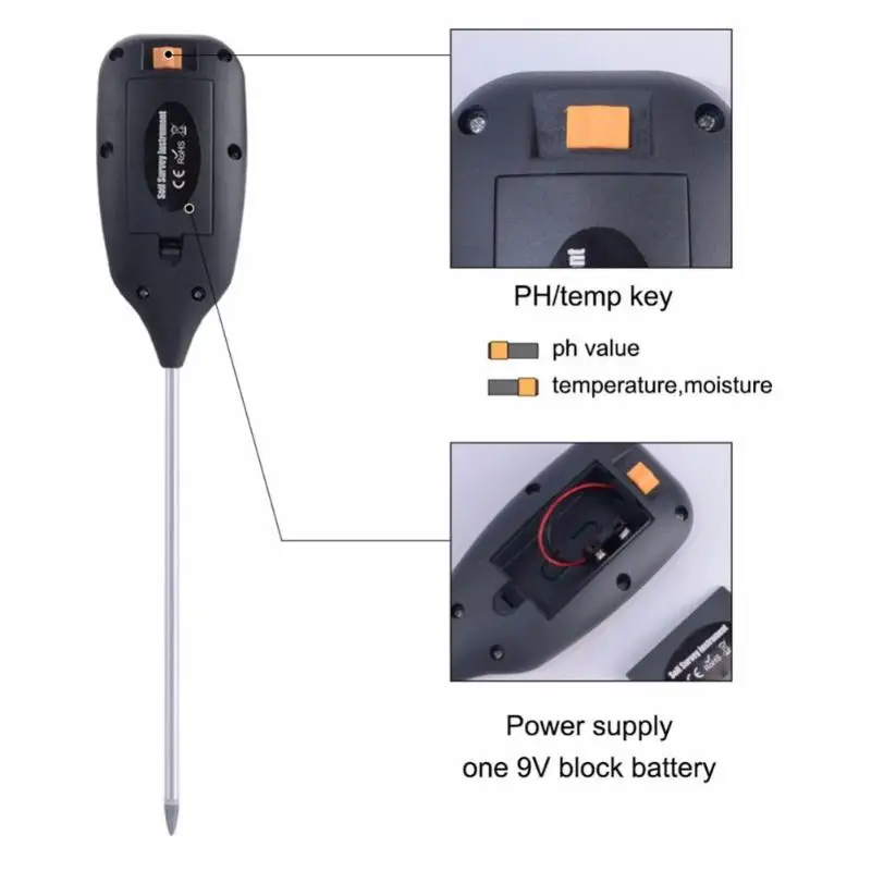 

4 in 1 LCD Temperature Moisture Sunlight PH Soil Meter Garden Soil Tester Digital Analyzer Test Detector Hydroponic Measure Tool