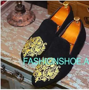 

Black Velvet Wedding Party Shoes Flat heel Slip on Mens Drving Loafers Leather Shoes for man